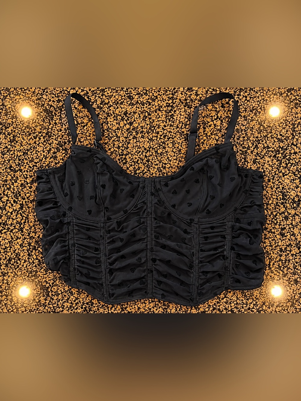 Hollister Black Ruched Heart Corset Top